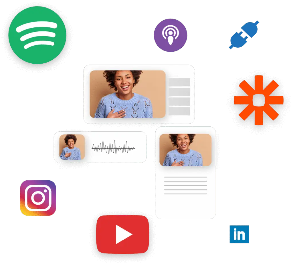 An image depicting every channel you can nurture thanks to LiLiCAST's native content creation integrators.