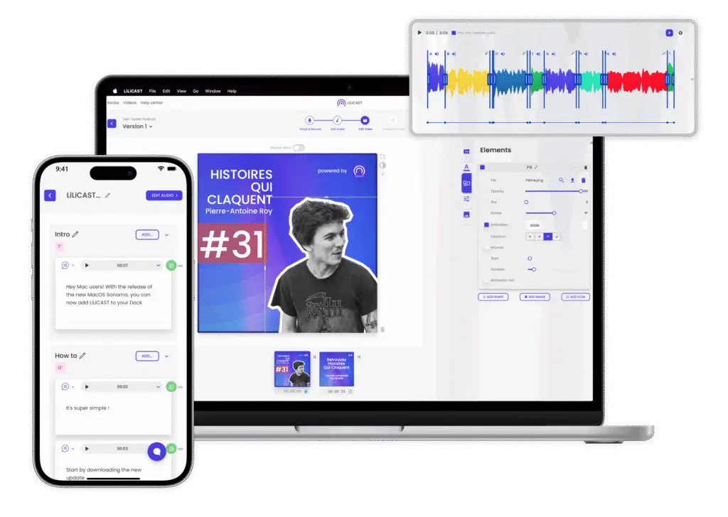 A mockup of LiLiCAST when used to create podcasts.